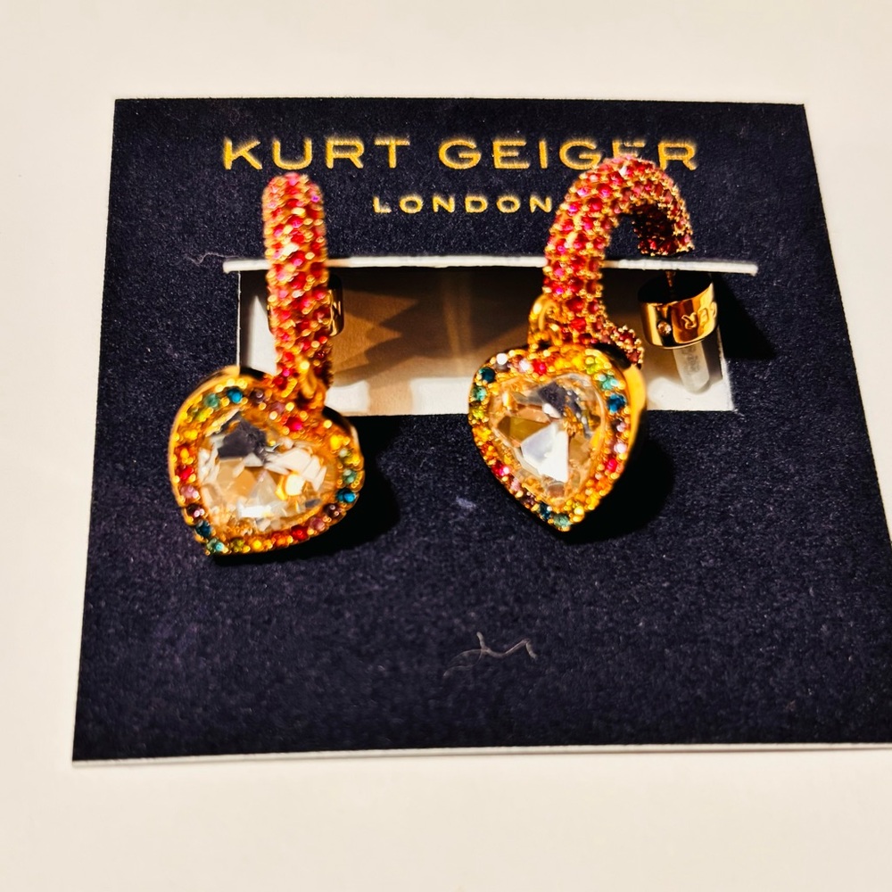 Kurt Geiger Vibrant Gold Heart Earrings